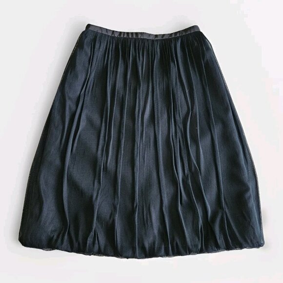 Joeffer Caoc Skirt Womens 6 Black Silk Mesh Balloon Shell Lined Midi Fairy FLAWS - Picture 8 of 16